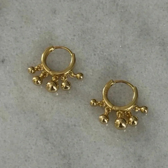 Modest Lu Jewelry - COPY - Gold Beaded Tassel Fringe Hoop Earrings Brand New